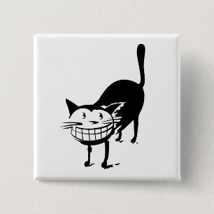 Grinning Cat 15 Cm Square Badge