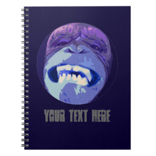 Grinning Chimp Monkey face spiral notebook (blue)