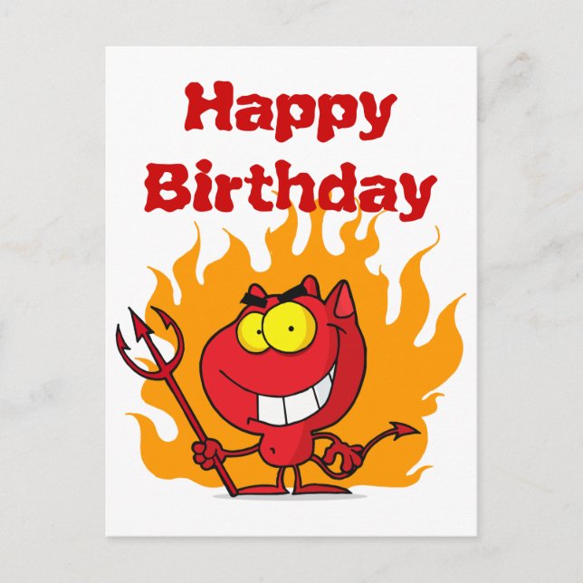 Grinning Devil With Pitchfork Postcard (Front)