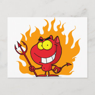 Grinning Devil With Pitchfork Postcard