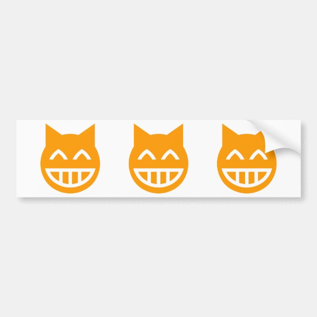 Grinning Emoji Cat Bumper Sticker (Front)
