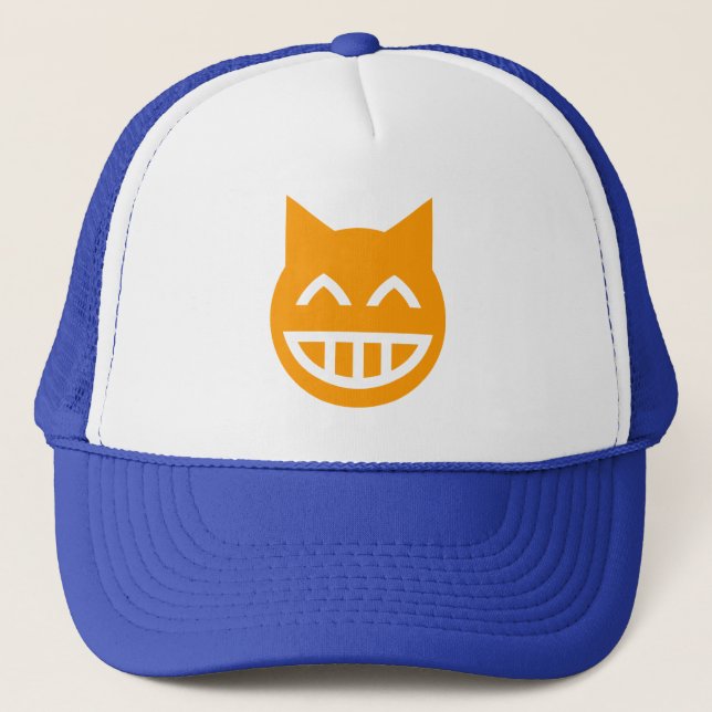Grinning Emoji Cat Trucker Hat (Front)