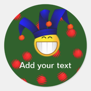 Grinning Emoji Jester Classic Round Sticker