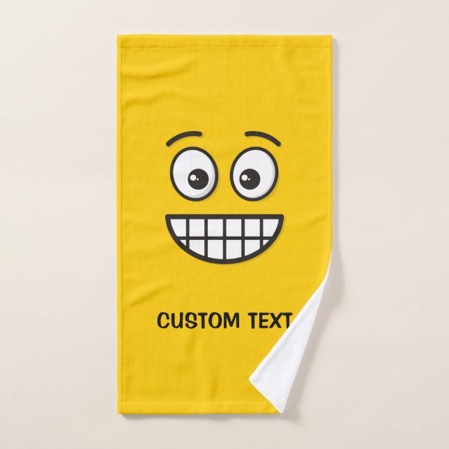Grinning Face with Open Eyes Bath Towel Set (Hand Towel)