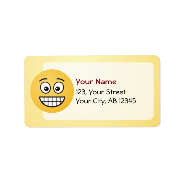 Grinning Face with Open Eyes Label (Front)