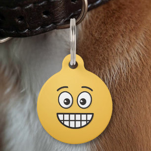 Grinning Face with Open Eyes Pet Name Tag