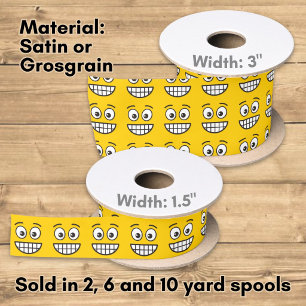 Grinning Face with Open Eyes Satin Ribbon