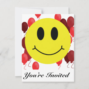 Grinning Face with Red Balloons Invitation