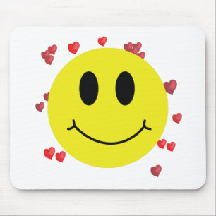 Grinning Face with Red Hearts Mouse Mat