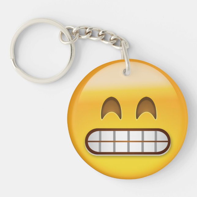 Grinning Face With Smiling Eyes Emoji Key Ring (Front)
