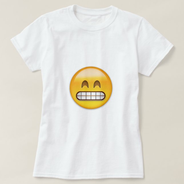 Grinning Face With Smiling Eyes Emoji T-Shirt (Design Front)