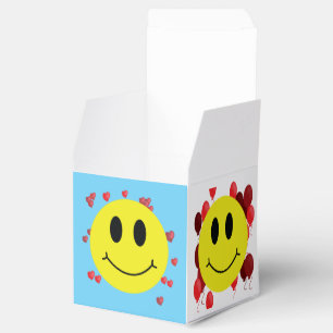 Grinning Faces with Red Hearts Balloons Favour Box