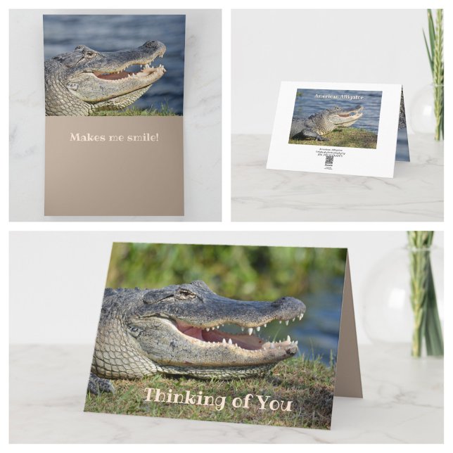 Grinning Gator Thinking of You Greeting  Card (Creator Uploaded)