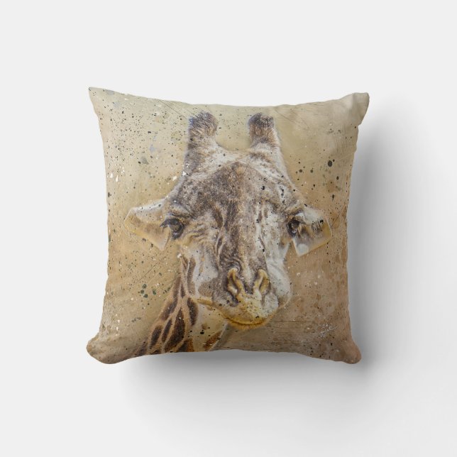 Grinning Giraffe Photography Modern Watercolor Cushion (Front)