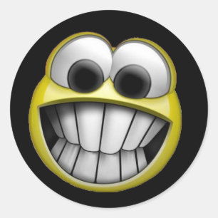 Grinning Happy Face Classic Round Sticker