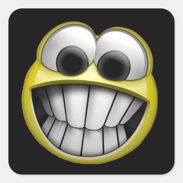 Grinning Happy Face Square Sticker (Front)