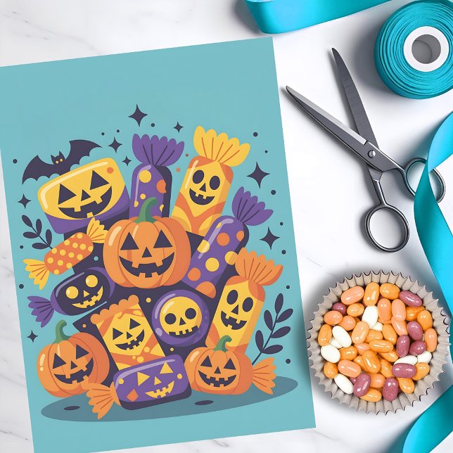 Grinning Jack-O'-Lanterns Spooky Candy Halloween Tissue Paper (Creator Uploaded)