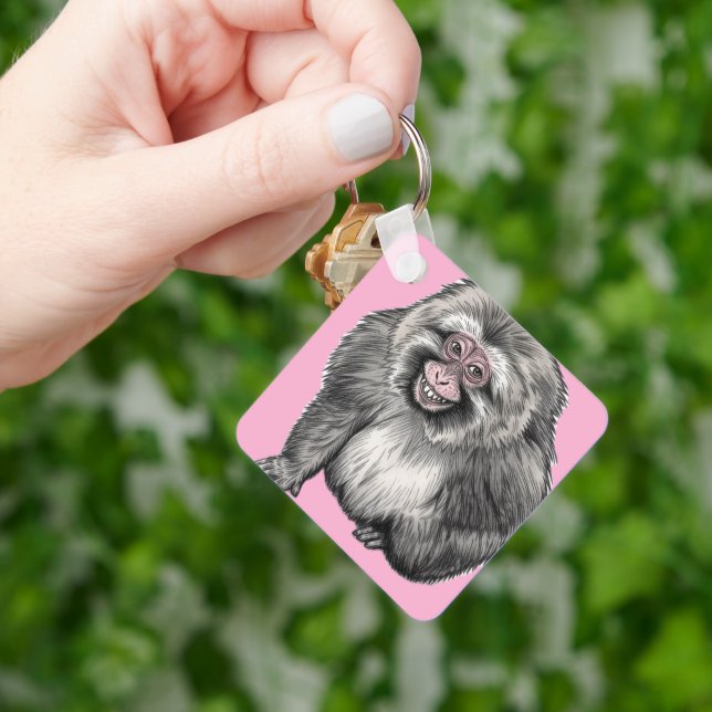 Grinning Monkey - Customisable Funny Gift  Key Ring (Hand)