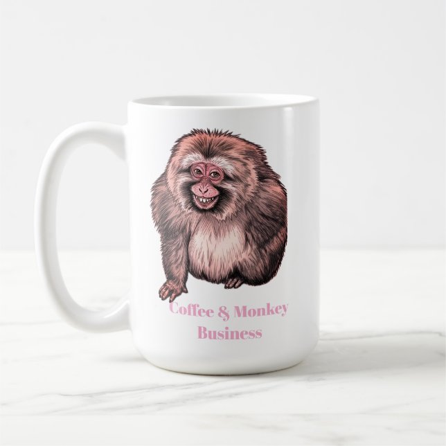 Grinning Monkey Mug- Customisable  Coffee Mug (Left)