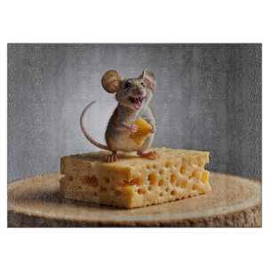 Grinning Mouse and Cheese Cutting Board