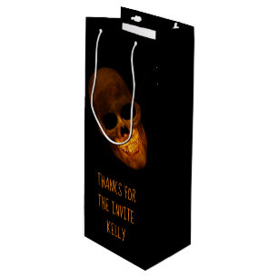 Grinning Skull Halloween Party Wine Gift Bag