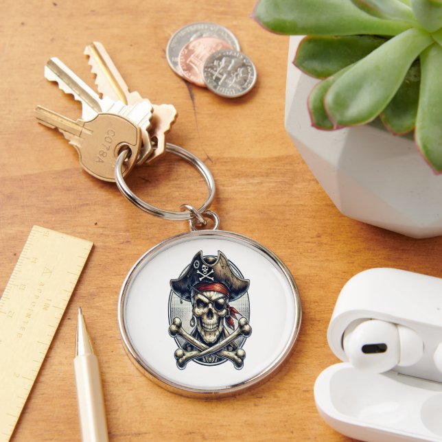  Grinning Skull in Top Hat Key Ring (Desk)