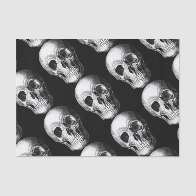 Grinning Skull Tissue Paper Black (Front)