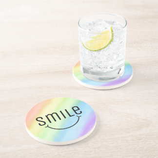 Grinning Smile Rainbow Gradient Ceramic Coaster