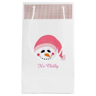 Grinning Snowman with Winter Saying Small Gift Bag
