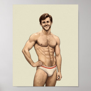 Grinning Vigor: A Modern Pin-Up Male Icon Poster