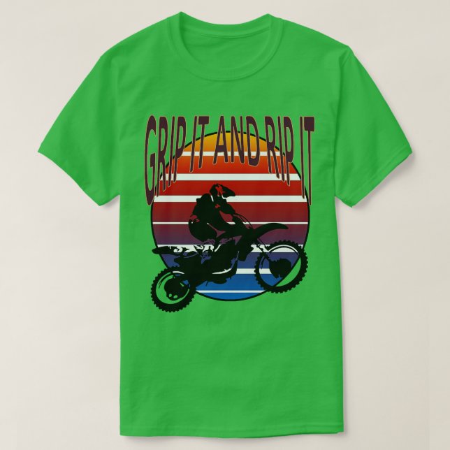 Grip It And Rip It Dirt Bike Retro Style T-Shirt (Design Front)