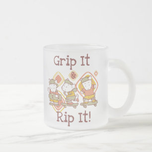 Grip It and Rip It Skateboarding Frosted Glass Coffee Mug