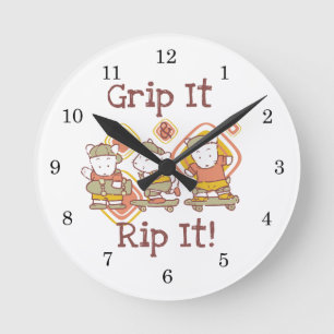 Grip It and Rip It Skateboarding Round Clock