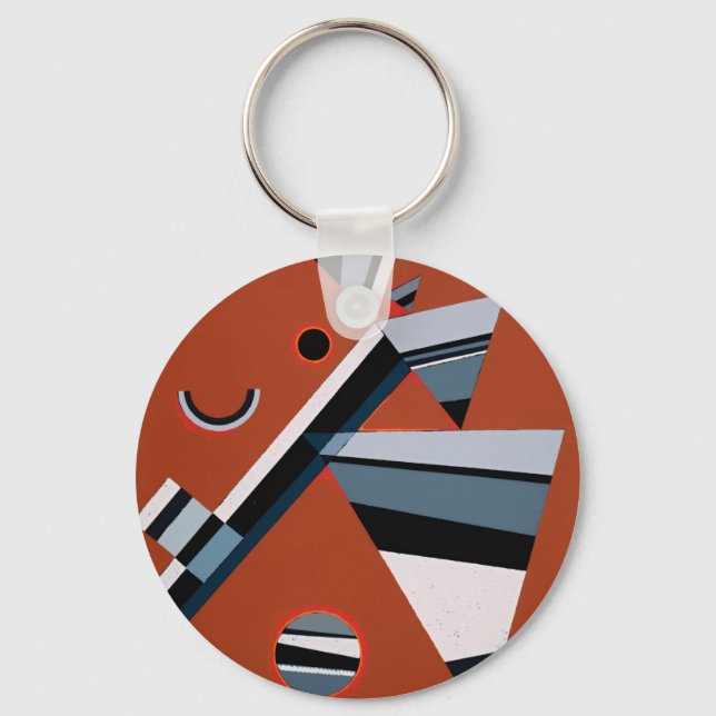 Gris by Kandinsky Abstract Painting Modern Art Key Ring (Front)