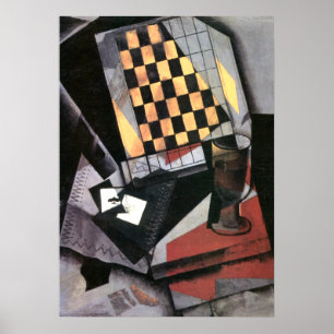 Gris - Chequerboard and Playing Cards Poster
