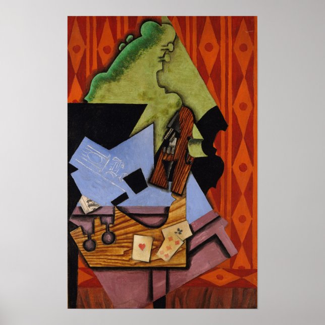 Gris - Violin And Playing Cards On A Table Poster (Front)