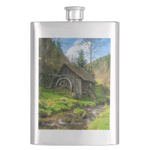 Grist Mill in the Black Forest Hip Flask
