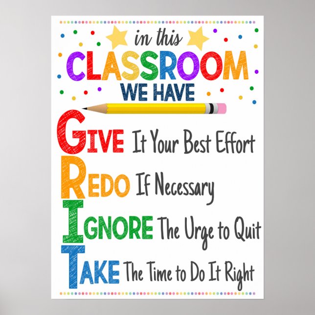 GRIT Acronym Classroom Poster (Front)