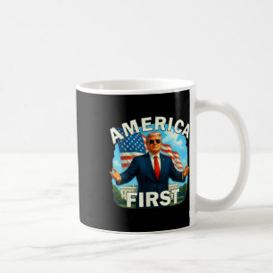 Gritty Bold Retro Political Slogan America First D Coffee Mug