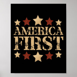 Gritty Bold Retro Political Slogan America First D Poster
