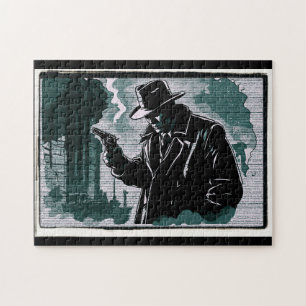 Gritty City Urban Detective 1940s Vintage Style Jigsaw Puzzle