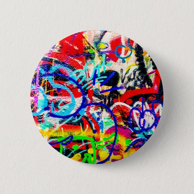 Gritty Crazy Graffiti 6 Cm Round Badge (Front)