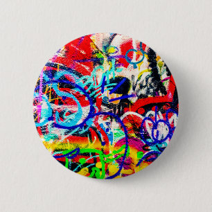 Gritty Crazy Graffiti 6 Cm Round Badge