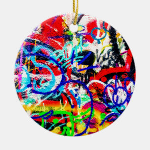 Gritty Crazy Graffiti Ceramic Tree Decoration