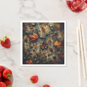 Gritty Fall Leafy Rough Concrete Découpage Napkins