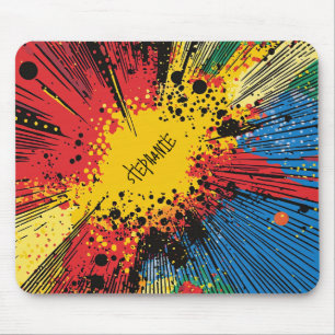Gritty Graffiti Yellow Blast Speed Line Mouse Mat