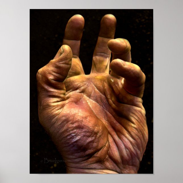 Gritty Grasping Human Hand Poster (Front)