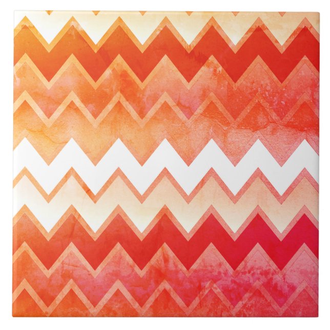 Gritty Orange Chevron Pattern  Tile (Front)