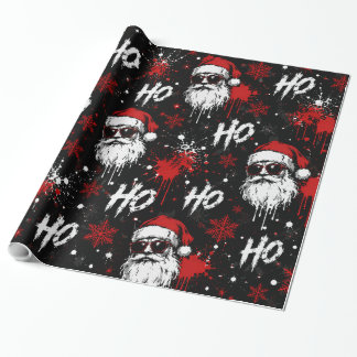 Gritty Santa Splatter Christmas Pattern Wrapping Paper