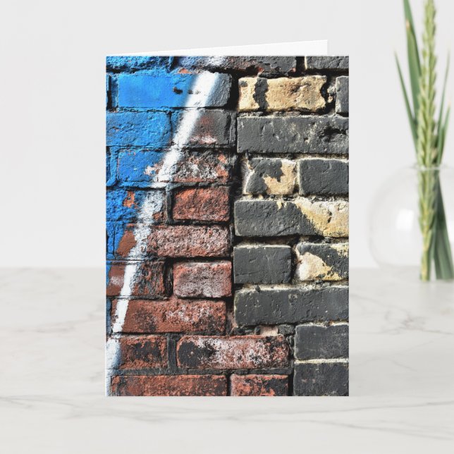 Gritty Two Tone Graffiti Art Brick Wall Card (Front)